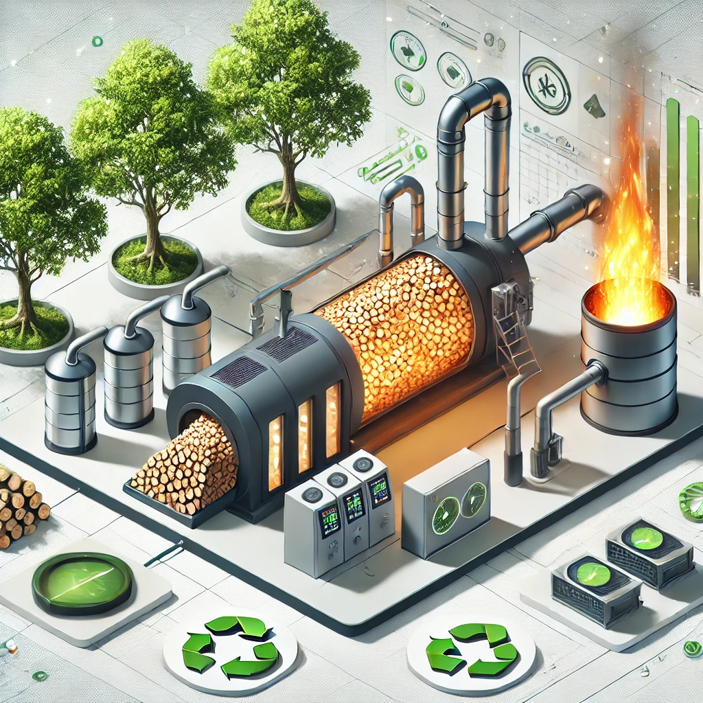 Darstellung Holzgas abstrakt, dezentrale Energieversorgung Darstellung Holzgas abstrakt, dezentrale Energieversorgung