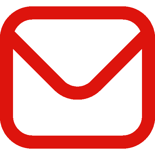 Rotes Briefumschlag-Symbol auf weißem Hintergrund, dargestellt in einfacher grafischer Form. Rotes Briefumschlag-Symbol auf weißem Hintergrund, dargestellt in einfacher grafischer Form.